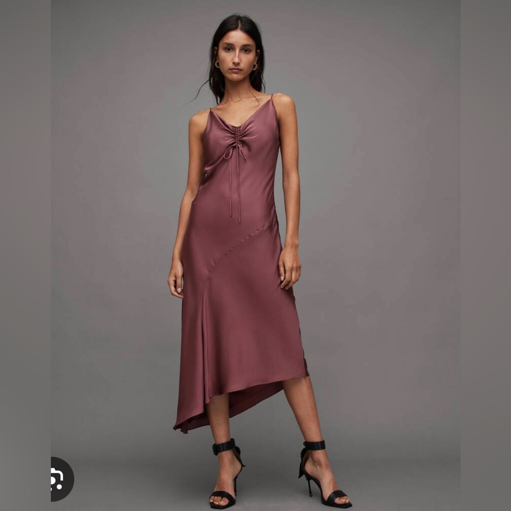 AllSaints Alexia Vneck drawstring midi dress